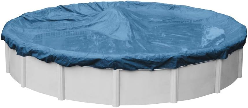 Robelle 30 ft Heavy Duty Blue Winter Pool Cover for Above Ground Pools, 4 ft Overlap (34 ft Cover Size), Solid 8 x 8 Scrim, 2.36 oz/yd2, 10-Year Warranty, Style: 3530-4