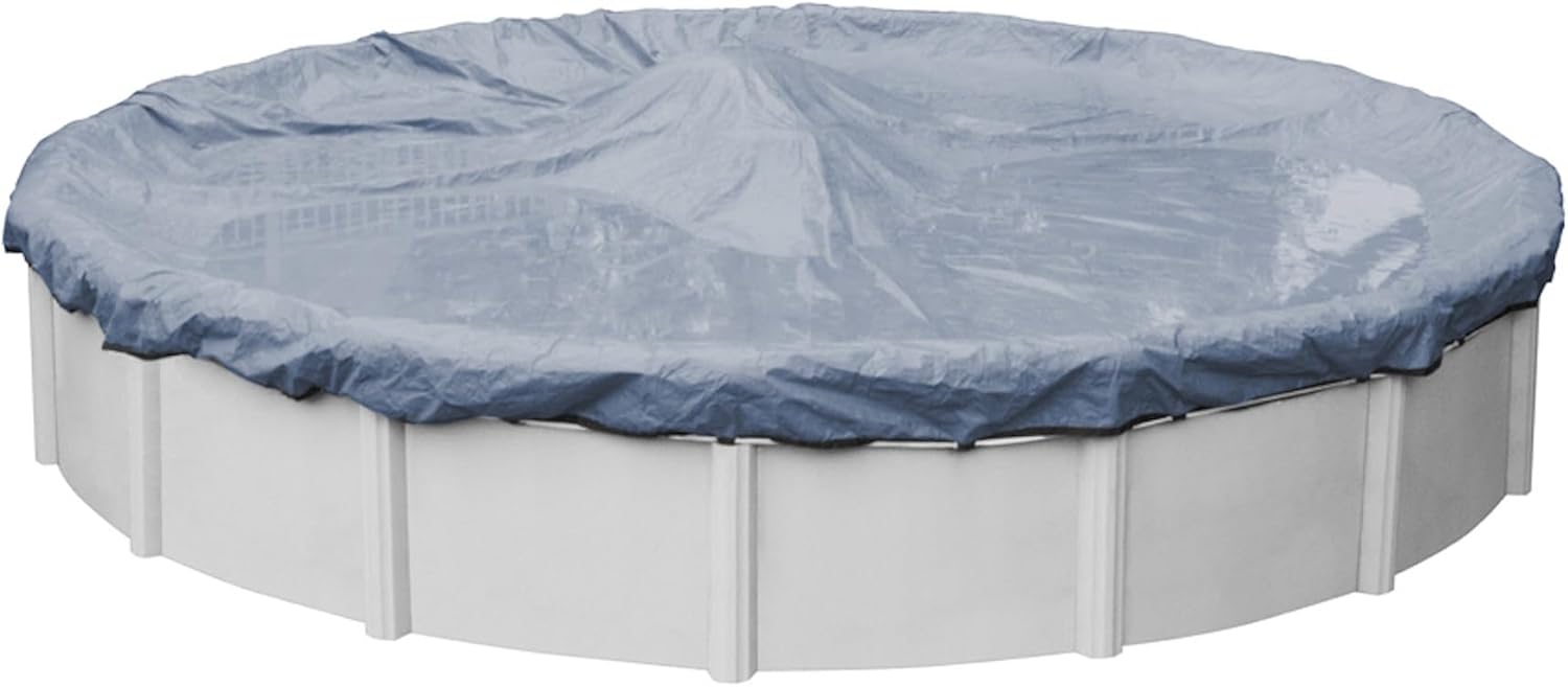 Robelle 30 ft Heavy Duty Blue Winter Pool Cover for Above Ground Pools, 4 ft Overlap (34 ft Cover Size), Solid 8 x 8 Scrim, 2.36 oz/yd2, 10-Year Warranty, Style: 3530-4
