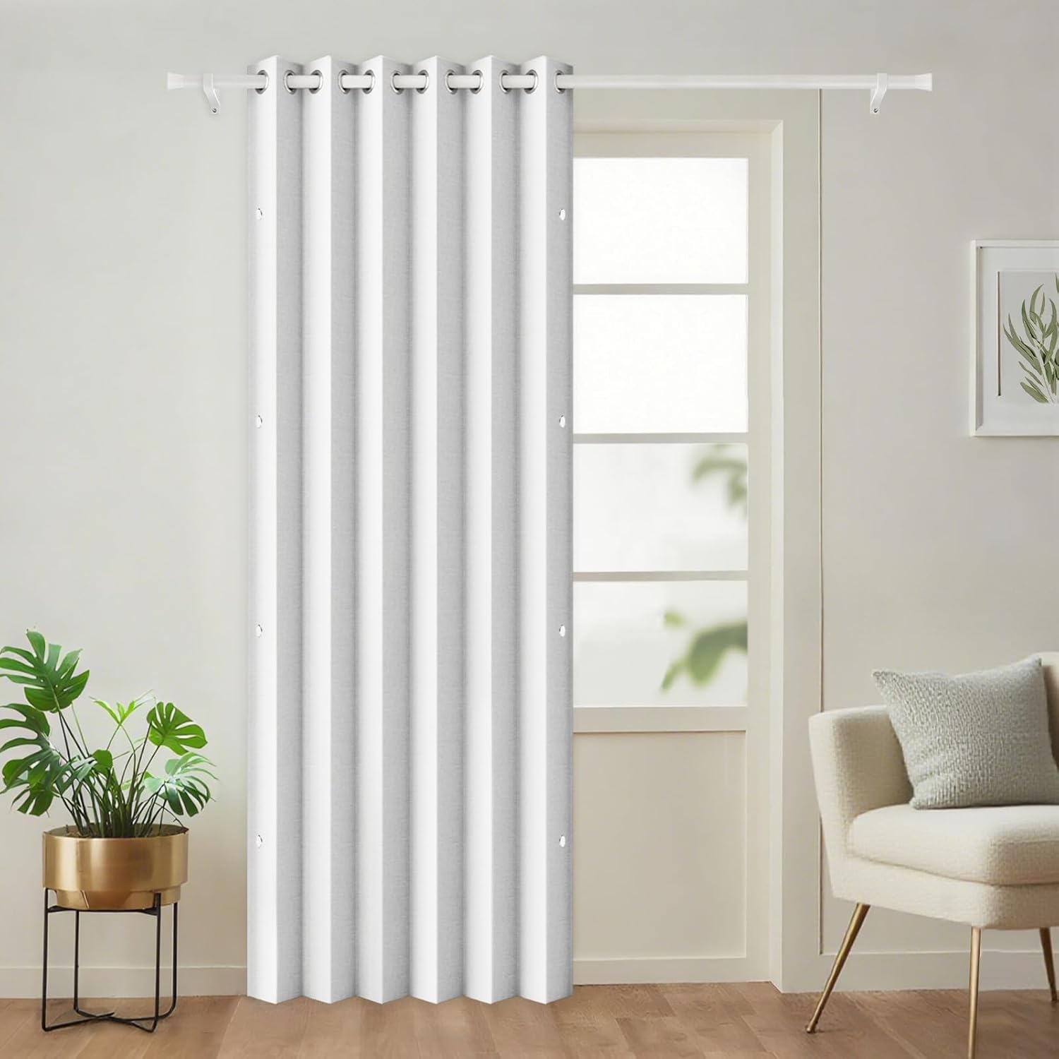 100% Blackout Accordion Style Door Curtain for Doorways Privacy Magnetic Door Curtain, Temporary Doors for A Room Privacy, 1 Panel, W45 x L80, Black