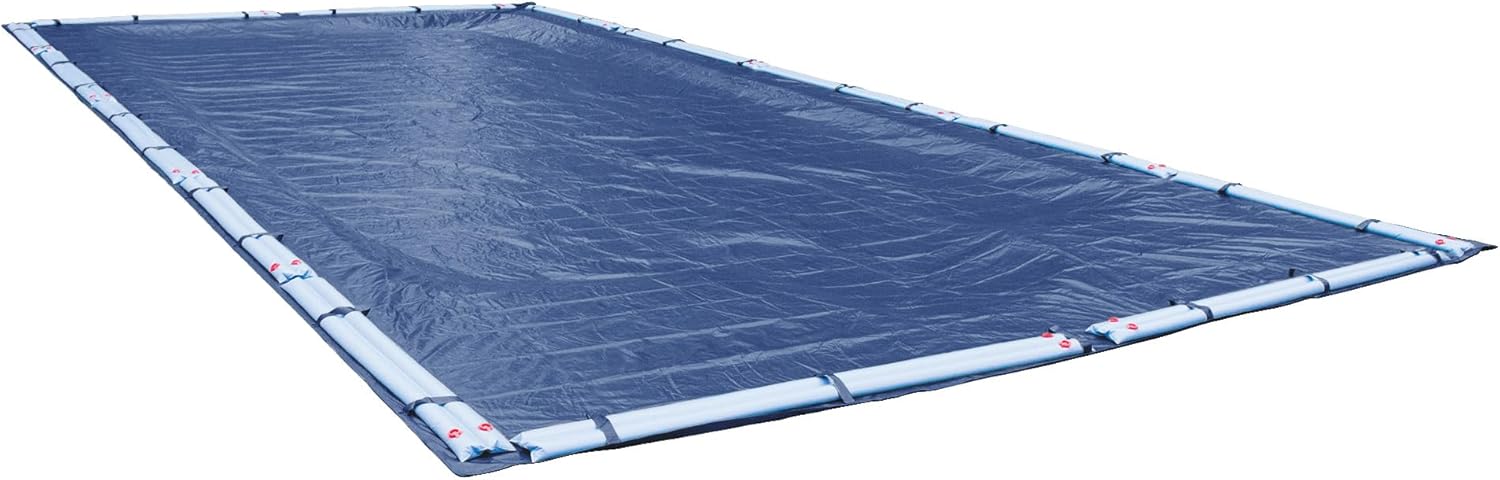 Robelle 20 x 40 ft Heavy Duty Blue Winter Pool Cover for Inground Pools, 5 ft Overlap (25 x 45 ft Cover Size), Solid 8 x 8 Scrim, 2.36 oz/yd2, 10-Year Warranty, Style: 352040R