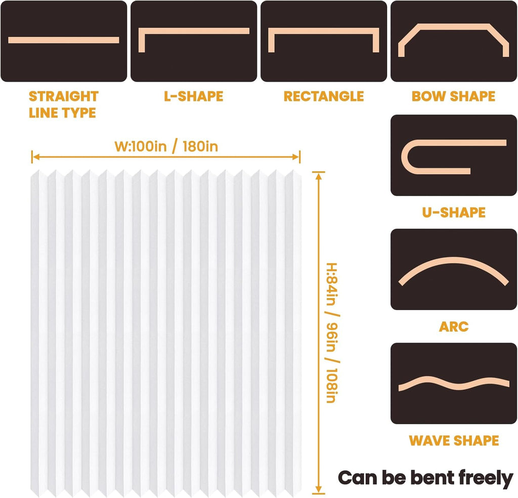 Hanging Accordion Room Divider with Track System - Ceiling-Mounted Partition Curtain, Simple Installation(White 100" W x 84" L-Pack of 1)