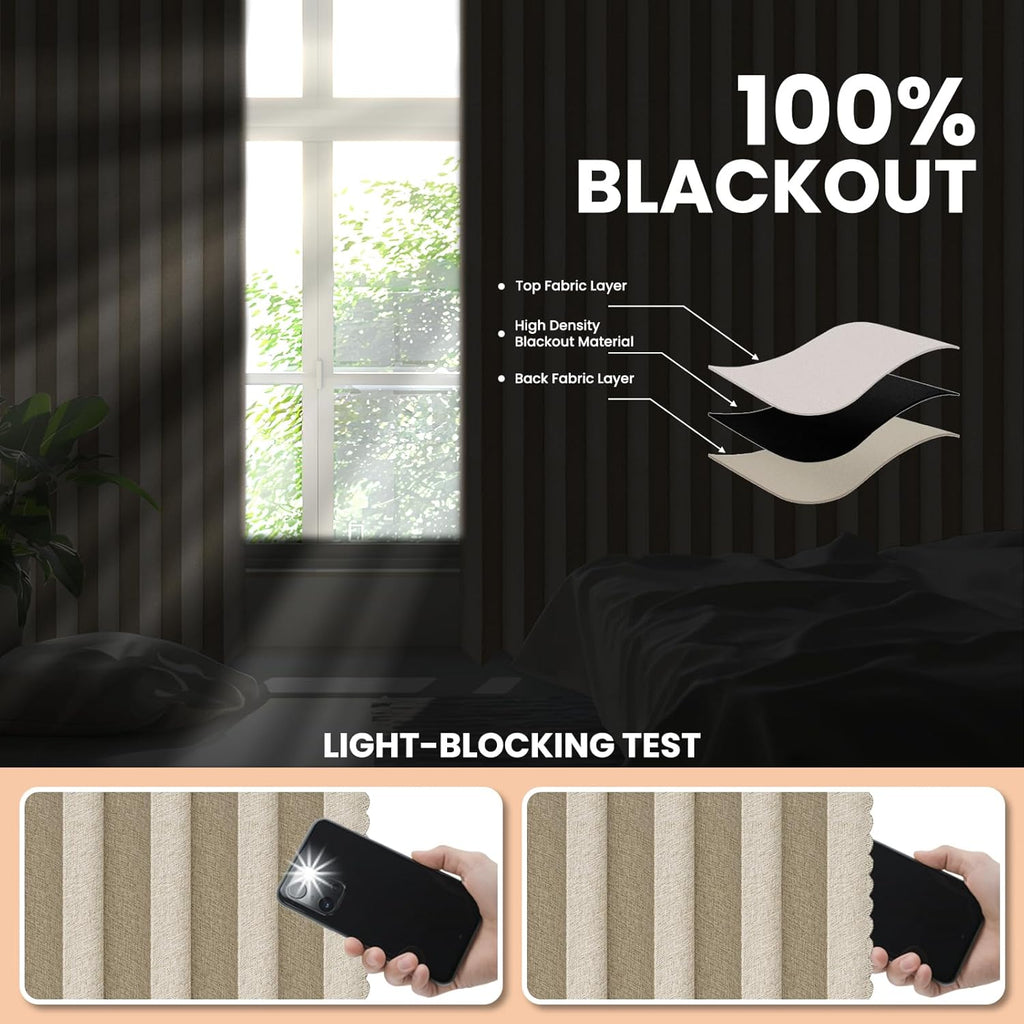 Accordion Folding Room Partition with Ceiling Track - Retractable Room Divider Curtain, Effortless Setup(Beige 100" W x 84" L-Pack of 1)