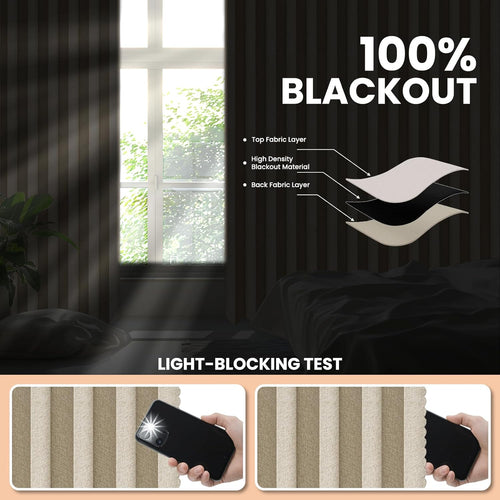 Accordion Folding Room Partition with Ceiling Track - Retractable Room Divider Curtain, Effortless Setup(Beige 100" W x 84" L-Pack of 1)