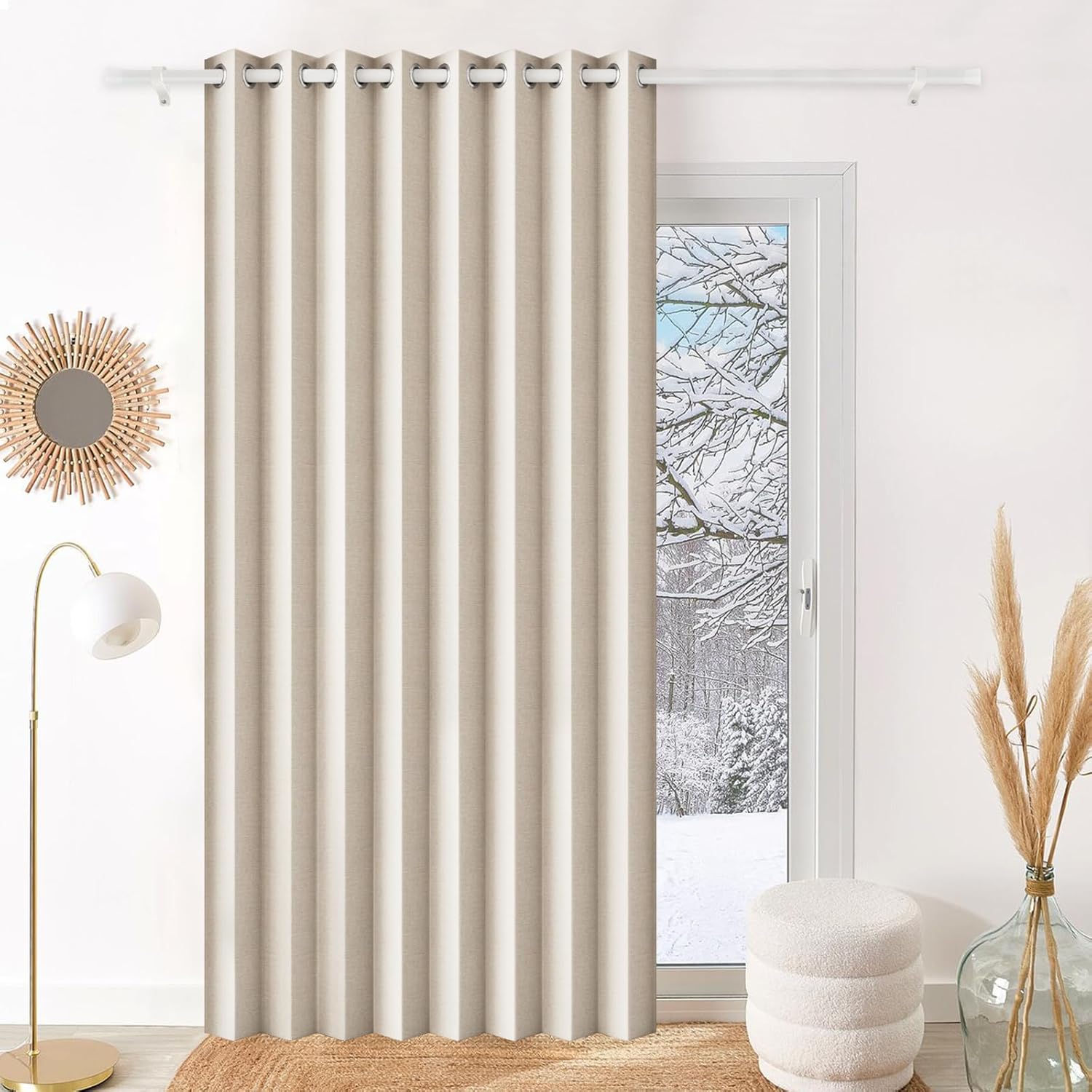 100% Blackout Accordion Style Door Curtain for Doorways Privacy Magnetic Door Curtain, Temporary Doors for A Room Privacy, 1 Panel, W45 x L80, Black