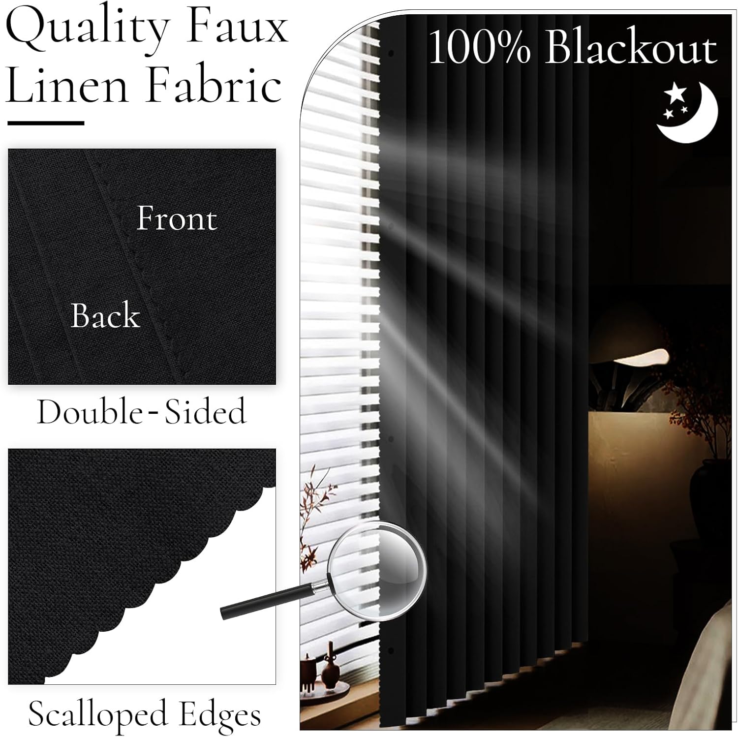 100% Blackout Accordion Style Door Curtain for Doorways Privacy Magnetic Door Curtain, Temporary Doors for A Room Privacy, 1 Panel, W45 x L80, Black