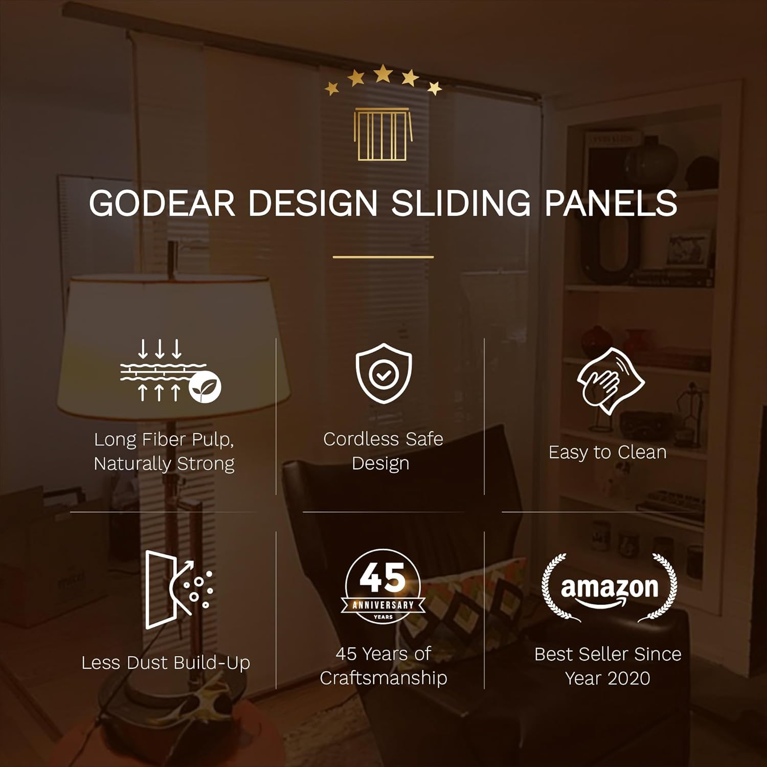 GoDear Design Adjustable Sliding Panel Hanging Room Dividers 45.8"- 86" W x 96" H, Extendable Vertical Blinds for Sliding Glass Doors, Closet Door Blinds Trimmable Fabric Panel Curtain Shades, Airo