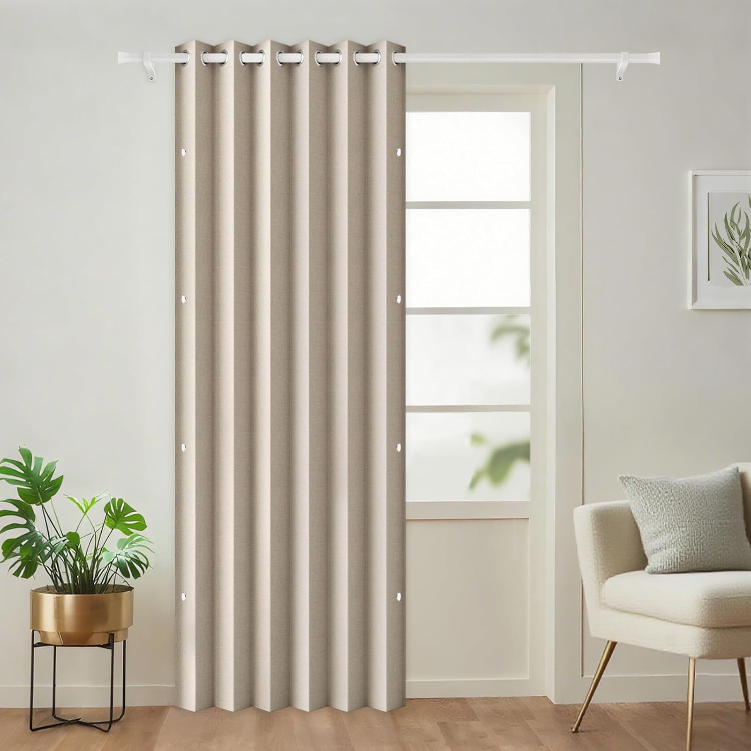 100% Blackout Accordion Style Door Curtain for Doorways Privacy Magnetic Door Curtain, Temporary Doors for A Room Privacy, 1 Panel, W45 x L80, Black