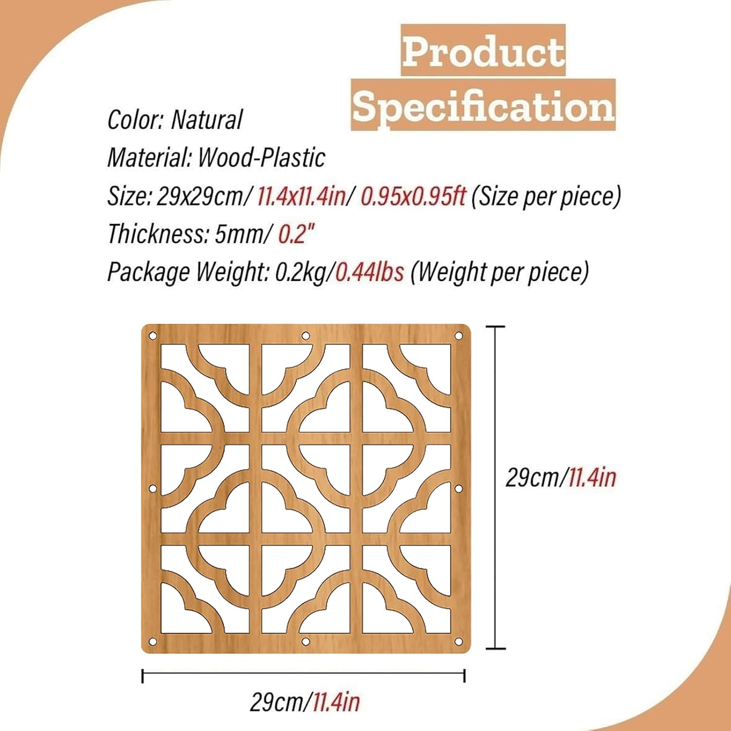 Hanging Room Divider Panels, 24 Pieces Wood-Plastic Screen Panels Wall Divider Partition Home Office Decoration (Natural)