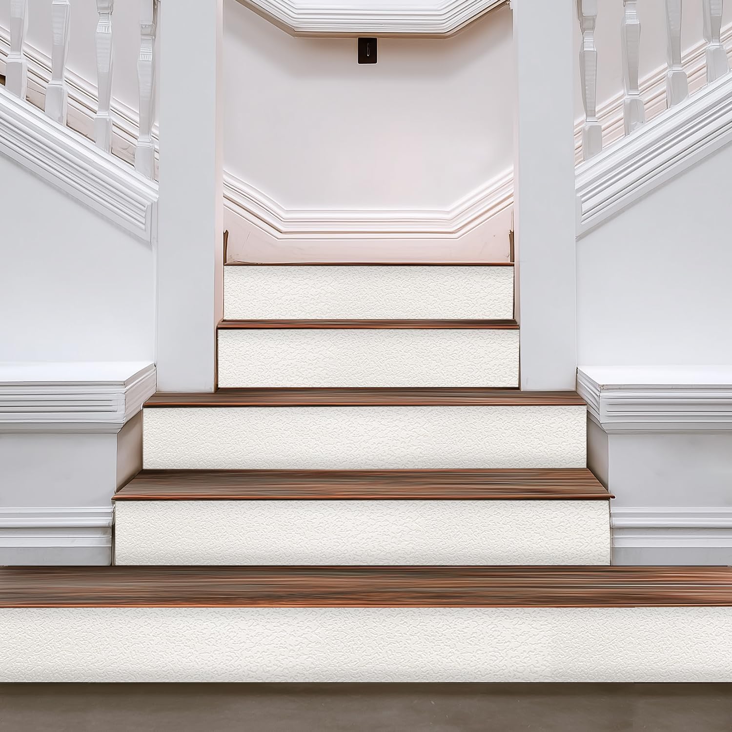 funlife Long Strip Faux Black Wood Stair Riser Decals Peel and Stick, Black Stair Riser Stickers Self Adhesive Vinyl Stairway Stickers for Entryway, Staircase Step Decals for Home Decor, 7.87"X590.55"