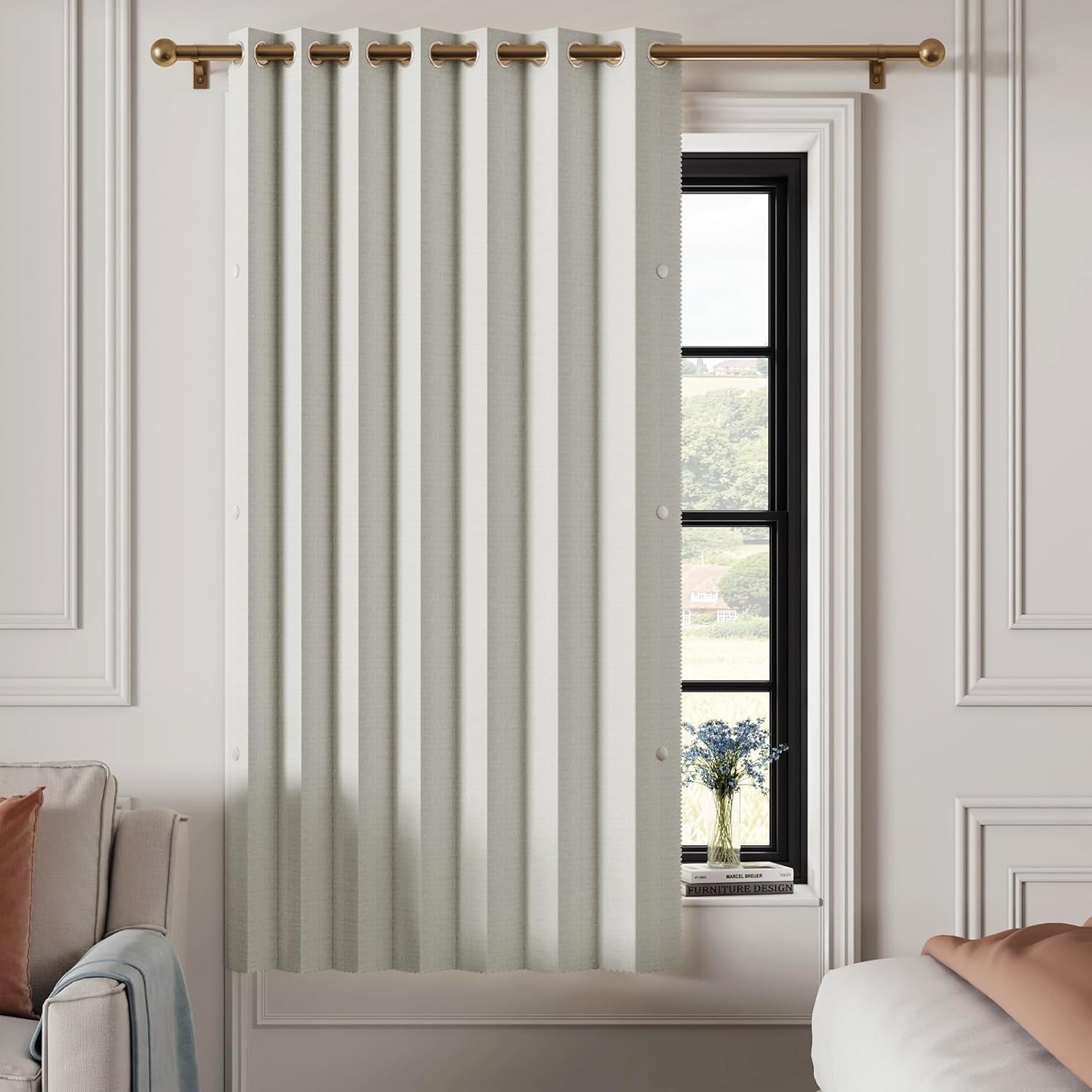 100% Blackout Accordion Style Door Curtain for Doorways Privacy Magnetic Door Curtain, Temporary Doors for A Room Privacy, 1 Panel, W45 x L80, Black