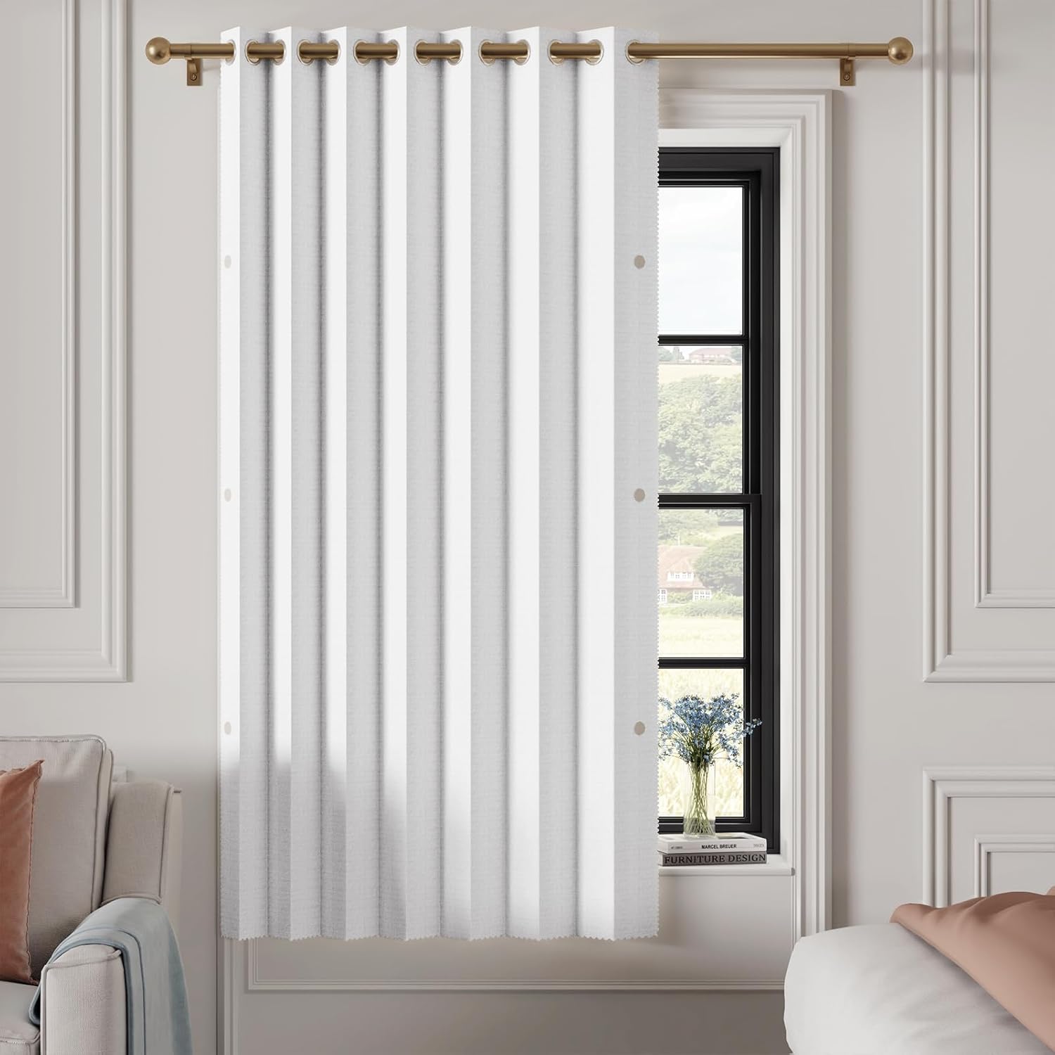 100% Blackout Accordion Style Door Curtain for Doorways Privacy Magnetic Door Curtain, Temporary Doors for A Room Privacy, 1 Panel, W45 x L80, Black