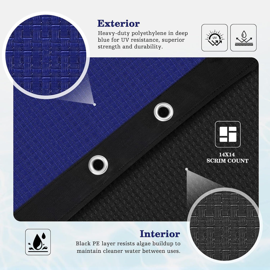 UIRWAY Upgraded 15x30 ft Oval Winter Pool Cover- 200gsm Heavy Duty Fabric Pool Cover for Above Ground Pools, Extra Thick & Durable, Cold and UV Resistant, Includes Winch and Cable Set