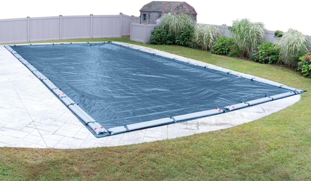 Robelle 20 x 40 ft Heavy Duty Blue Winter Pool Cover for Inground Pools, 5 ft Overlap (25 x 45 ft Cover Size), Solid 8 x 8 Scrim, 2.36 oz/yd2, 10-Year Warranty, Style: 352040R