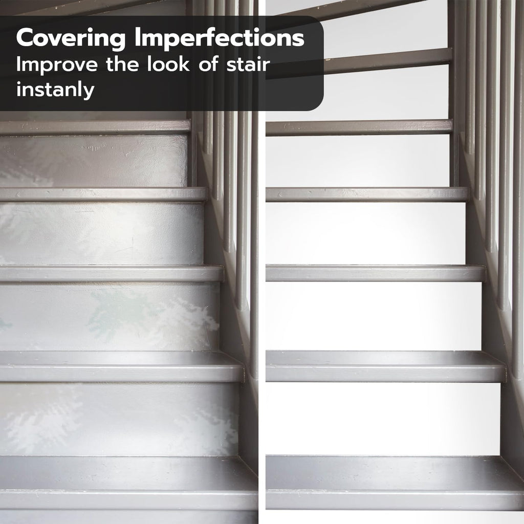 funlife 14 Strips Pure White Stair Riser Decals Peel and Stick, White Stair Riser Stickers Self Adhesive Vinyl Stairway Stickers for Entryway, Staircase Step Decals for Home Decor, 7.09“ x 47.24"