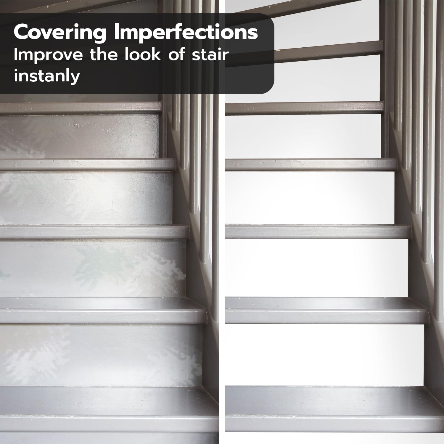 funlife 14 Strips Pure White Stair Riser Decals Peel and Stick, White Stair Riser Stickers Self Adhesive Vinyl Stairway Stickers for Entryway, Staircase Step Decals for Home Decor, 7.09“ x 47.24"