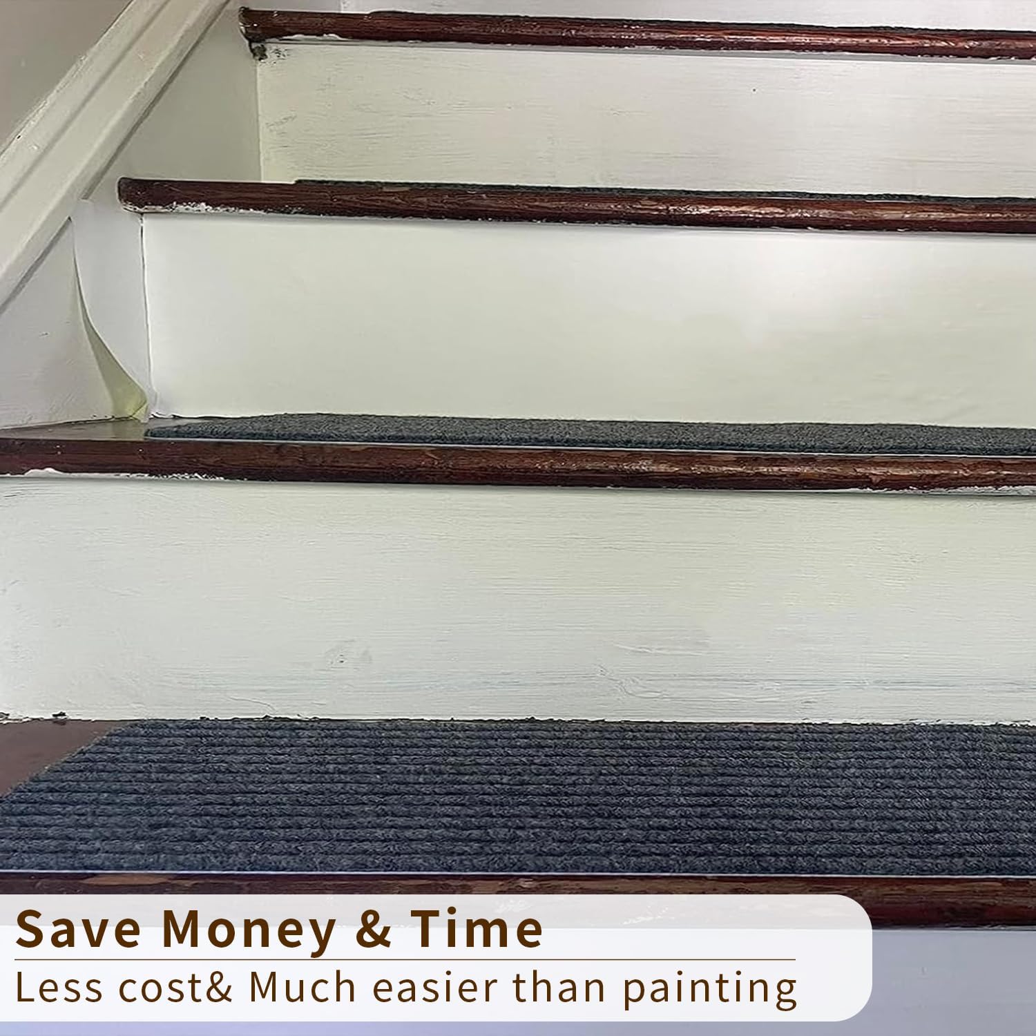 funlife 14Pcs Self-Adhesive Vinyl Stair Riser Stickers, Peel and Stick Staircase Decal Contact Paper, 39.37"x7.09" Pure Plain White