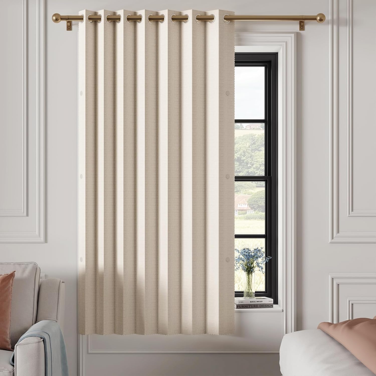 100% Blackout Accordion Style Door Curtain for Doorways Privacy Magnetic Door Curtain, Temporary Doors for A Room Privacy, 1 Panel, W45 x L80, Black