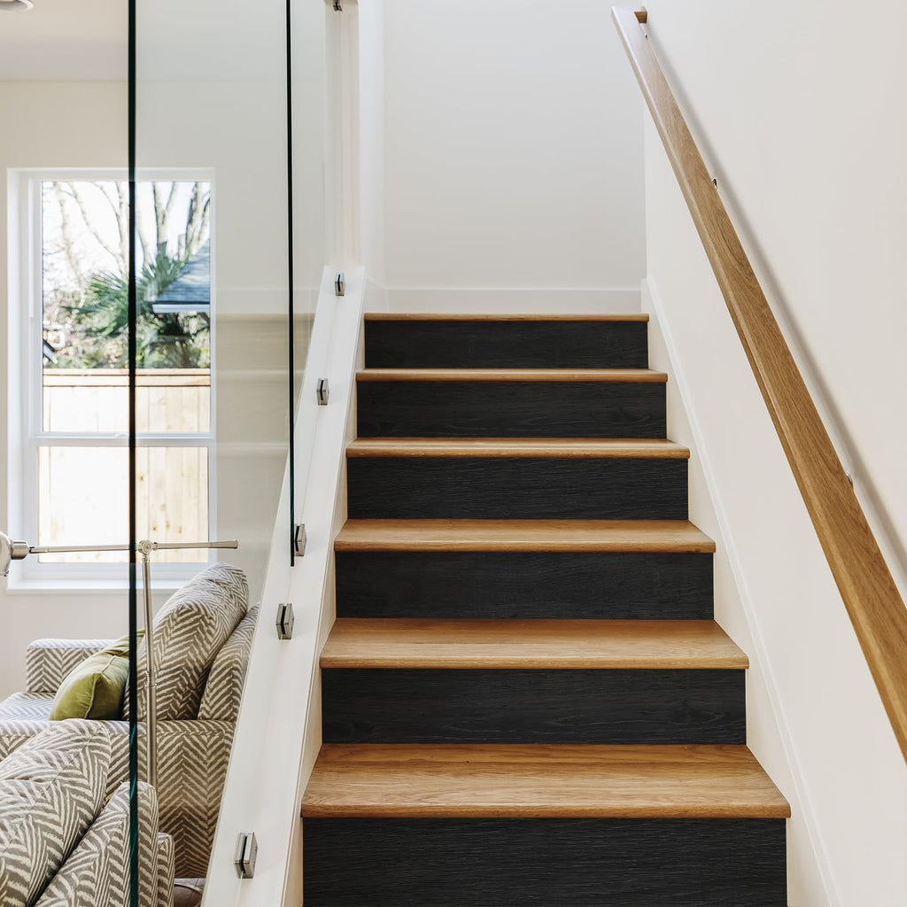 funlife 14 Strips Pure White Stair Riser Decals Peel and Stick, White Stair Riser Stickers Self Adhesive Vinyl Stairway Stickers for Entryway, Staircase Step Decals for Home Decor, 7.09“ x 47.24"