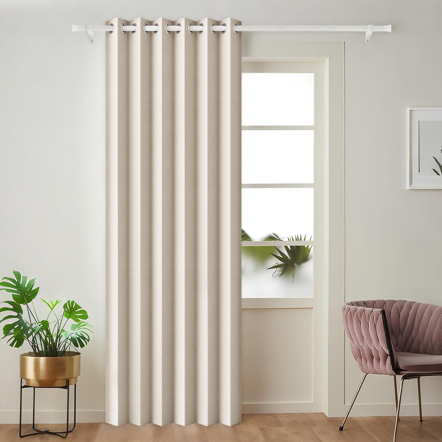 100% Blackout Accordion Style Door Curtain for Doorways Privacy Magnetic Door Curtain, Temporary Doors for A Room Privacy, 1 Panel, W45 x L80, Black