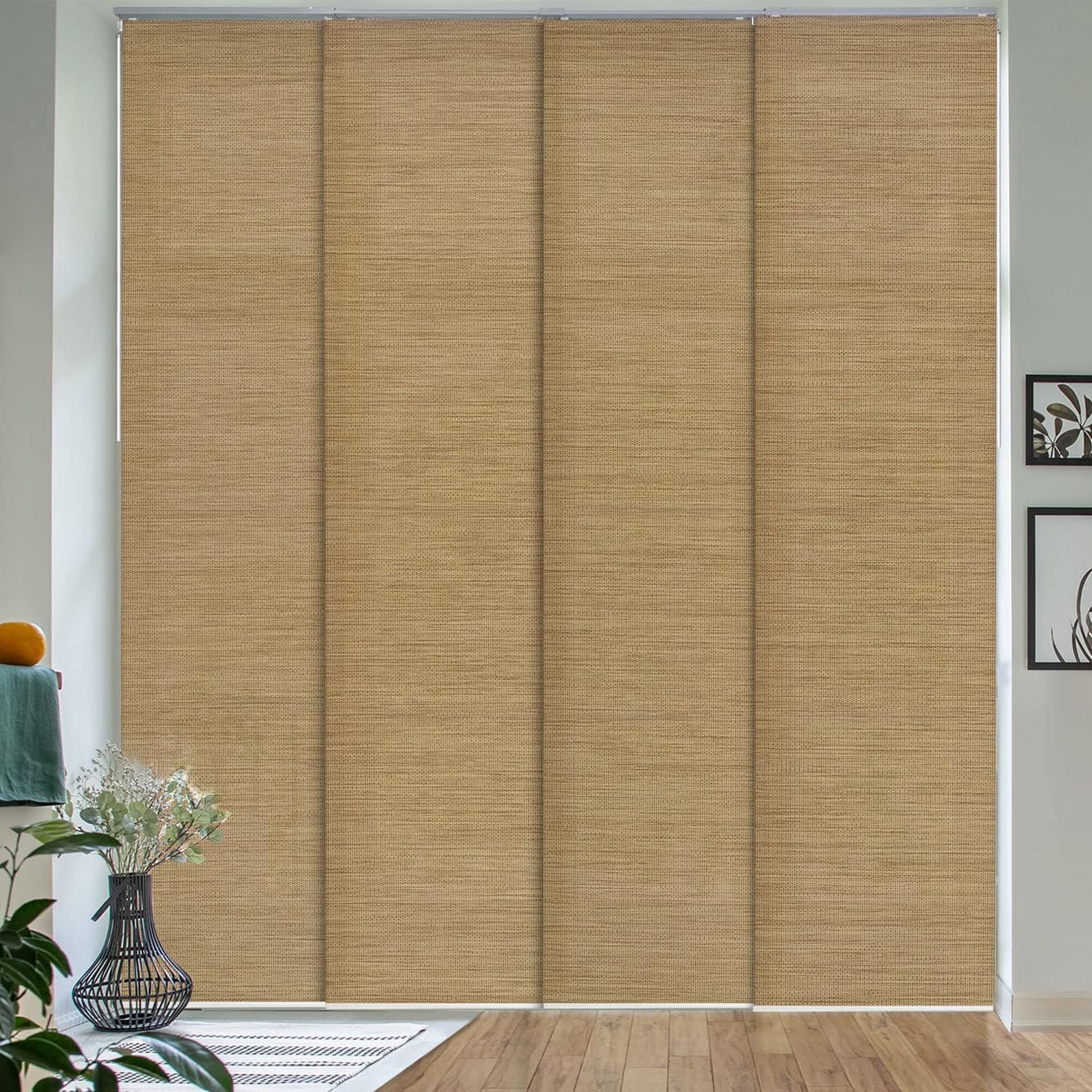 GoDear Design Adjustable Vertical Blinds for Patio Doors, Panel Track Blinds for Indoor Windows and Room Dividers, Extendable Track from 45.8" to 86" W, Trimmable Panel Curtains Up to 96" H, Marble