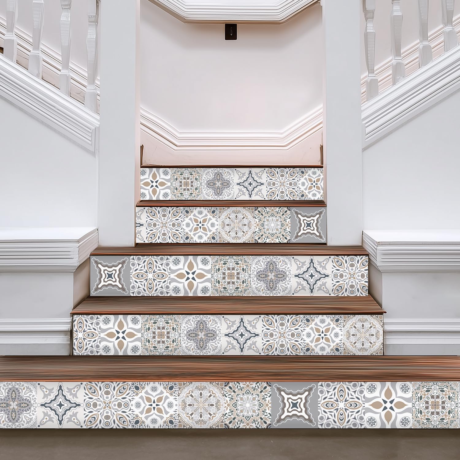 funlife Long Strip Faux Black Wood Stair Riser Decals Peel and Stick, Black Stair Riser Stickers Self Adhesive Vinyl Stairway Stickers for Entryway, Staircase Step Decals for Home Decor, 7.87"X590.55"