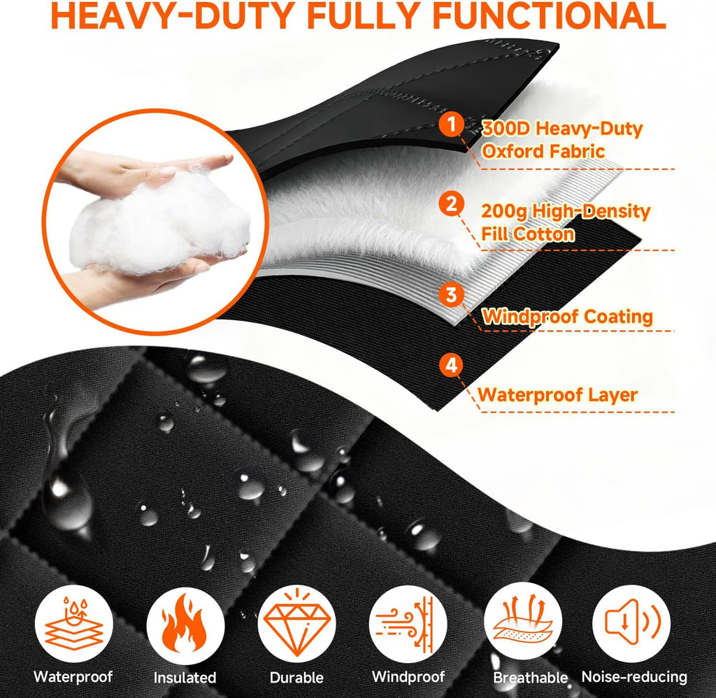 Upgraded Magnetic Thermal Insulated Door Curtain for Winter with Clear Window, Fit Door Size 32x80 in, Heavy Duty 4-Layer Oxford with Thicken Cotton, Self-Closing for Sliding Glass Doorways, Black