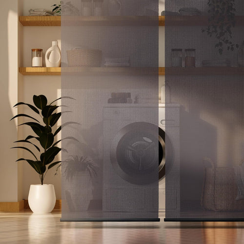 DECOLAB Hanging Panel Room Divider, Ceiling Mount Suspension Partition Panels for Open Floor Living, Bedroom, Office, Space Saving, 36" W x 96" L, Set of 2, Storm