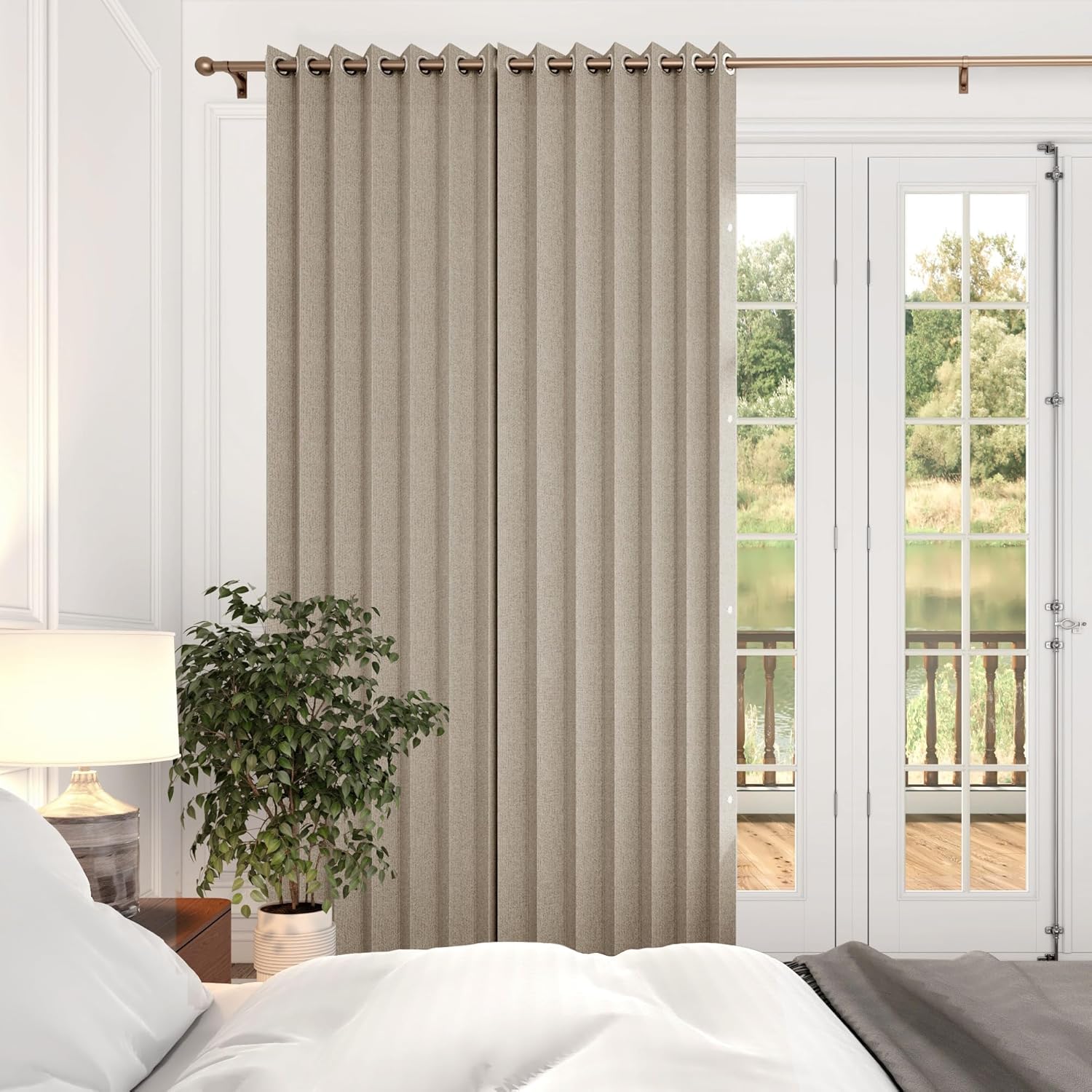 100% Blackout Accordion Style Door Curtain for Doorways Privacy Magnetic Door Curtain, Temporary Doors for A Room Privacy, 1 Panel, W45 x L80, Black