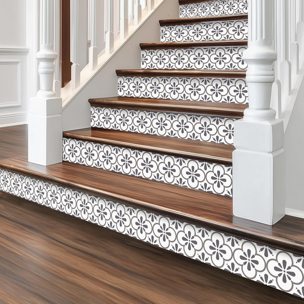 funlife Long Strip Faux Black Wood Stair Riser Decals Peel and Stick, Black Stair Riser Stickers Self Adhesive Vinyl Stairway Stickers for Entryway, Staircase Step Decals for Home Decor, 7.87"X590.55"