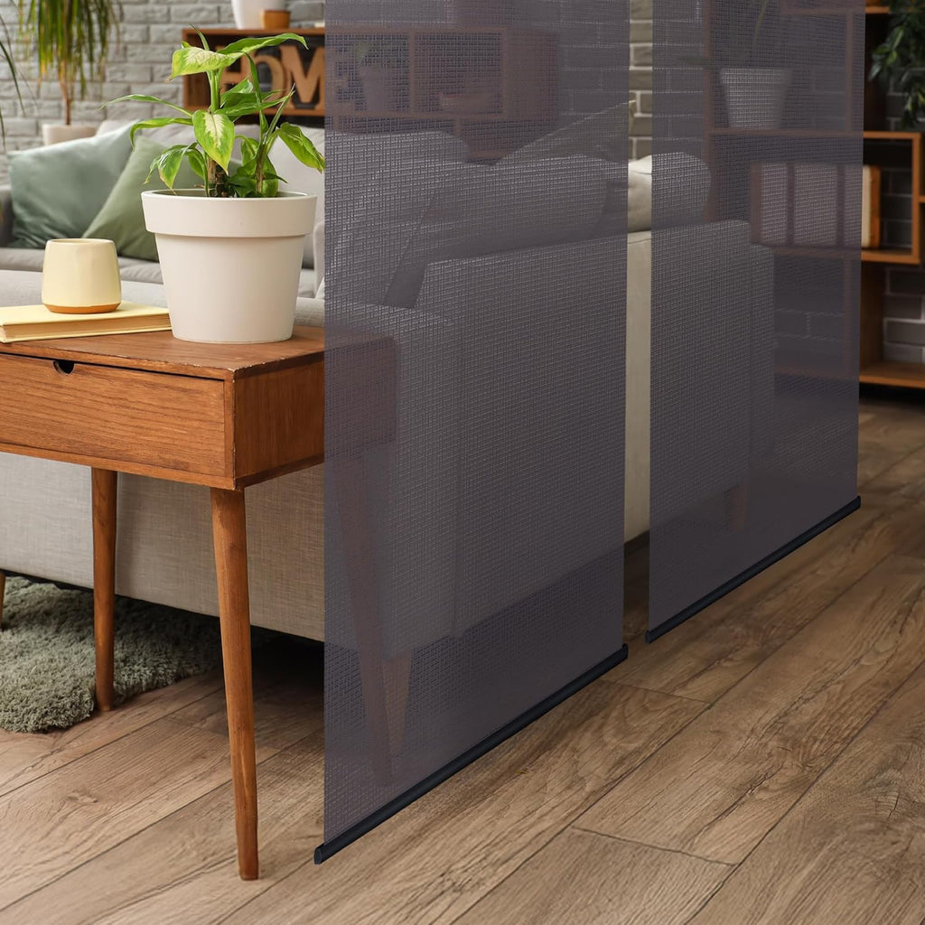 DECOLAB Hanging Panel Room Divider, Ceiling Mount Suspension Partition Panels for Open Floor Living, Bedroom, Office, Space Saving, 36" W x 96" L, Set of 2, Storm