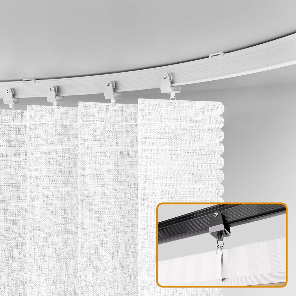 Hanging Accordion Room Divider with Track System - Ceiling-Mounted Partition Curtain, Simple Installation(White 100" W x 84" L-Pack of 1)