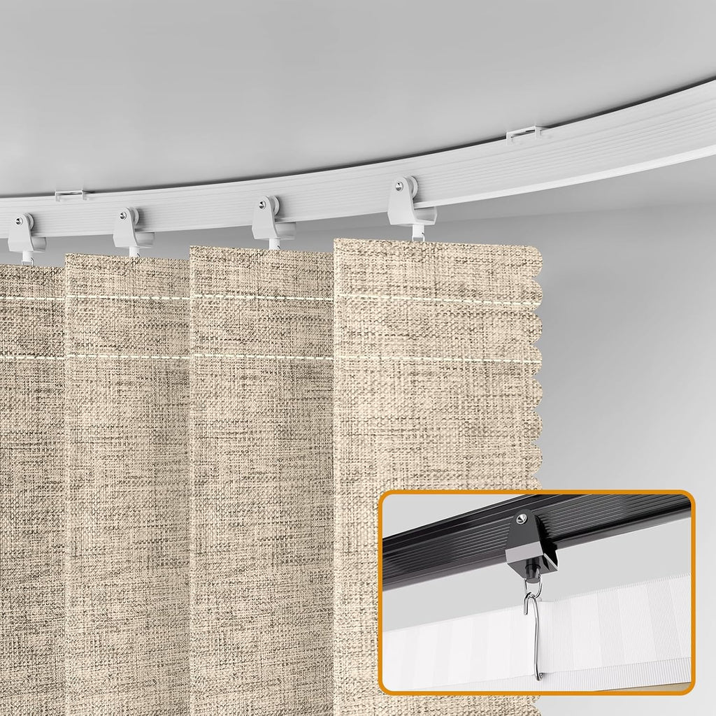 Accordion Folding Room Partition with Ceiling Track - Retractable Room Divider Curtain, Effortless Setup(Beige 100" W x 84" L-Pack of 1)
