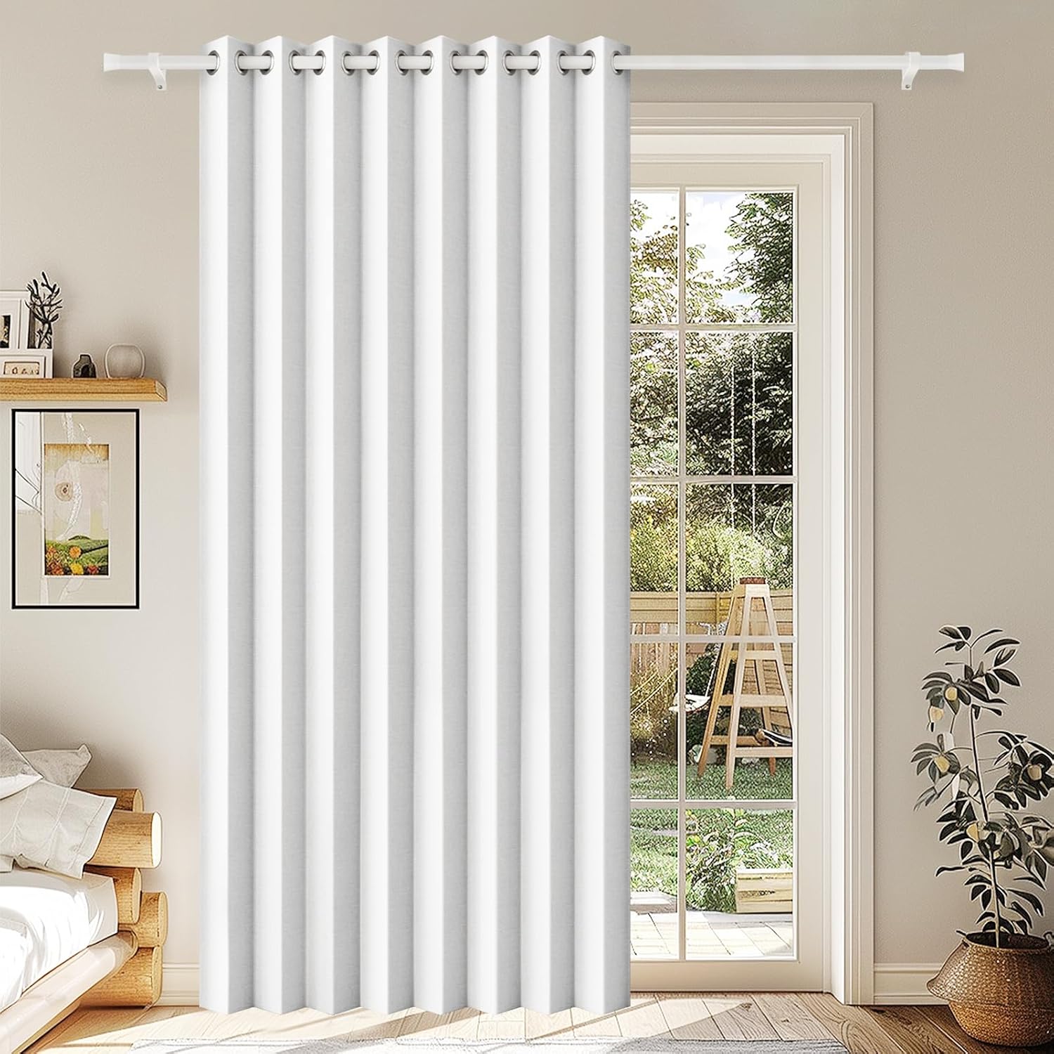 100% Blackout Accordion Style Door Curtain for Doorways Privacy Magnetic Door Curtain, Temporary Doors for A Room Privacy, 1 Panel, W45 x L80, Black