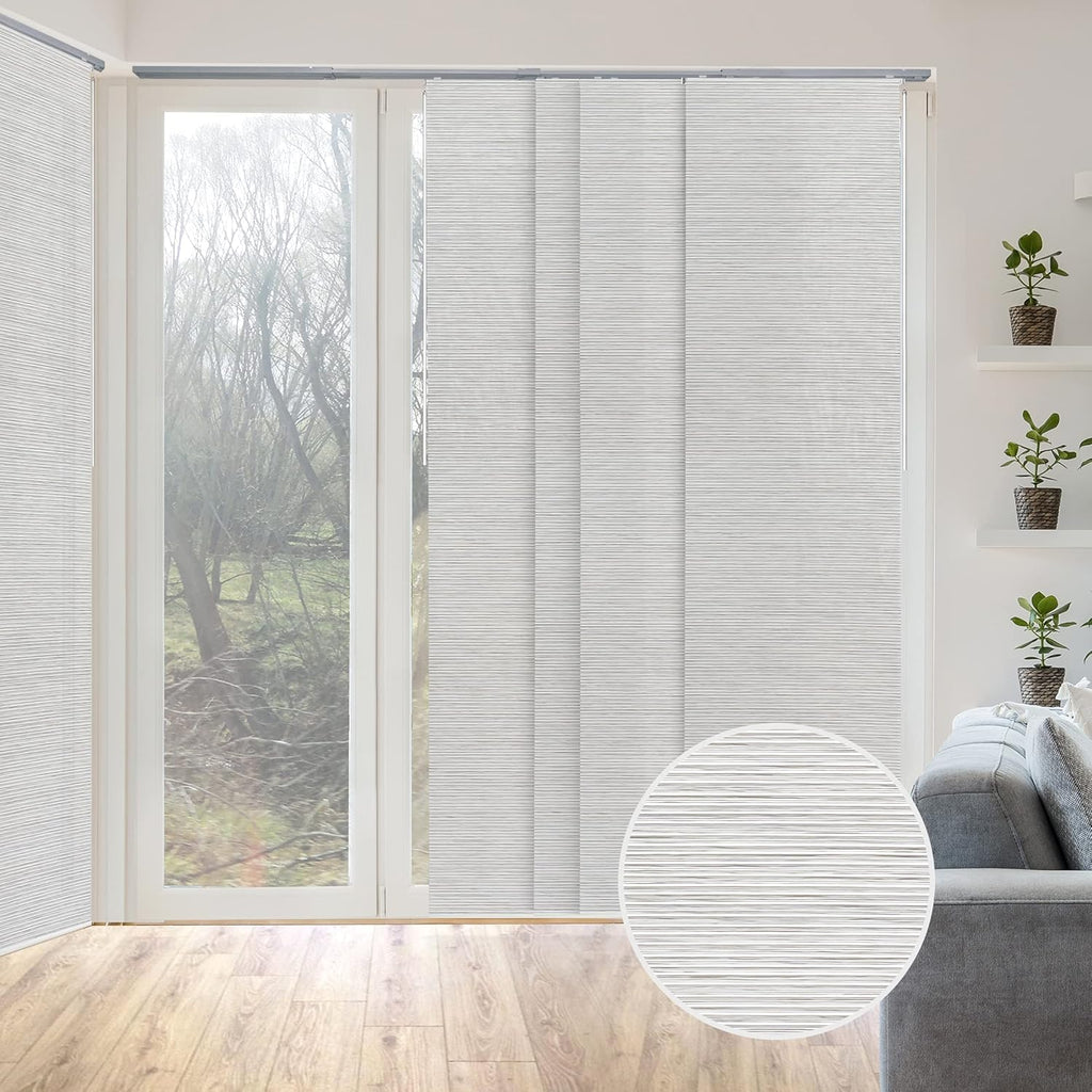 GoDear Design Adjustable Vertical Blinds for Patio Doors, Panel Track Blinds for Indoor Windows and Room Dividers, Extendable Track from 45.8" to 86" W, Trimmable Panel Curtains Up to 96" H, Marble