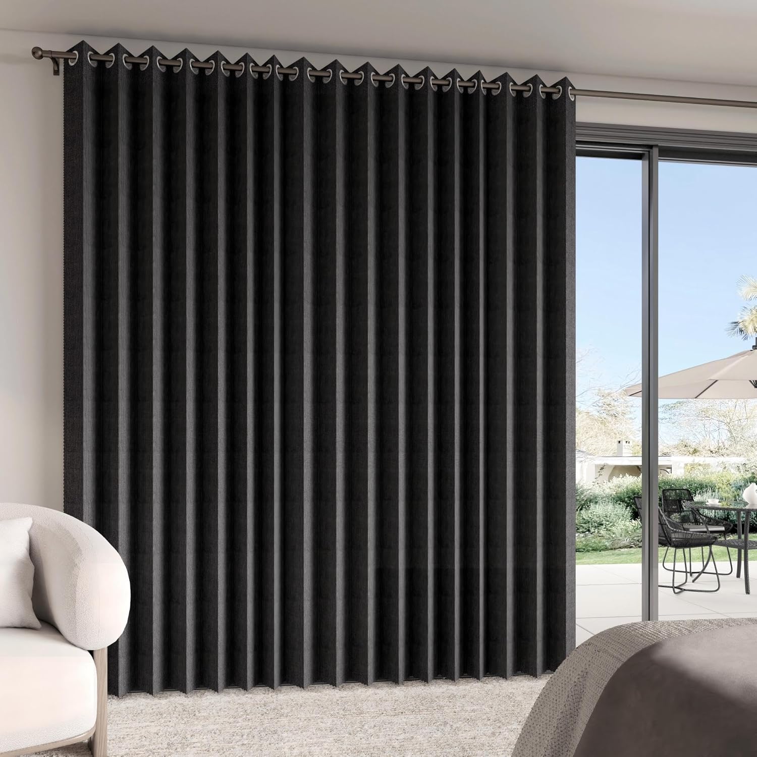 100% Blackout Accordion Style Door Curtain for Doorways Privacy Magnetic Door Curtain, Temporary Doors for A Room Privacy, 1 Panel, W45 x L80, Black