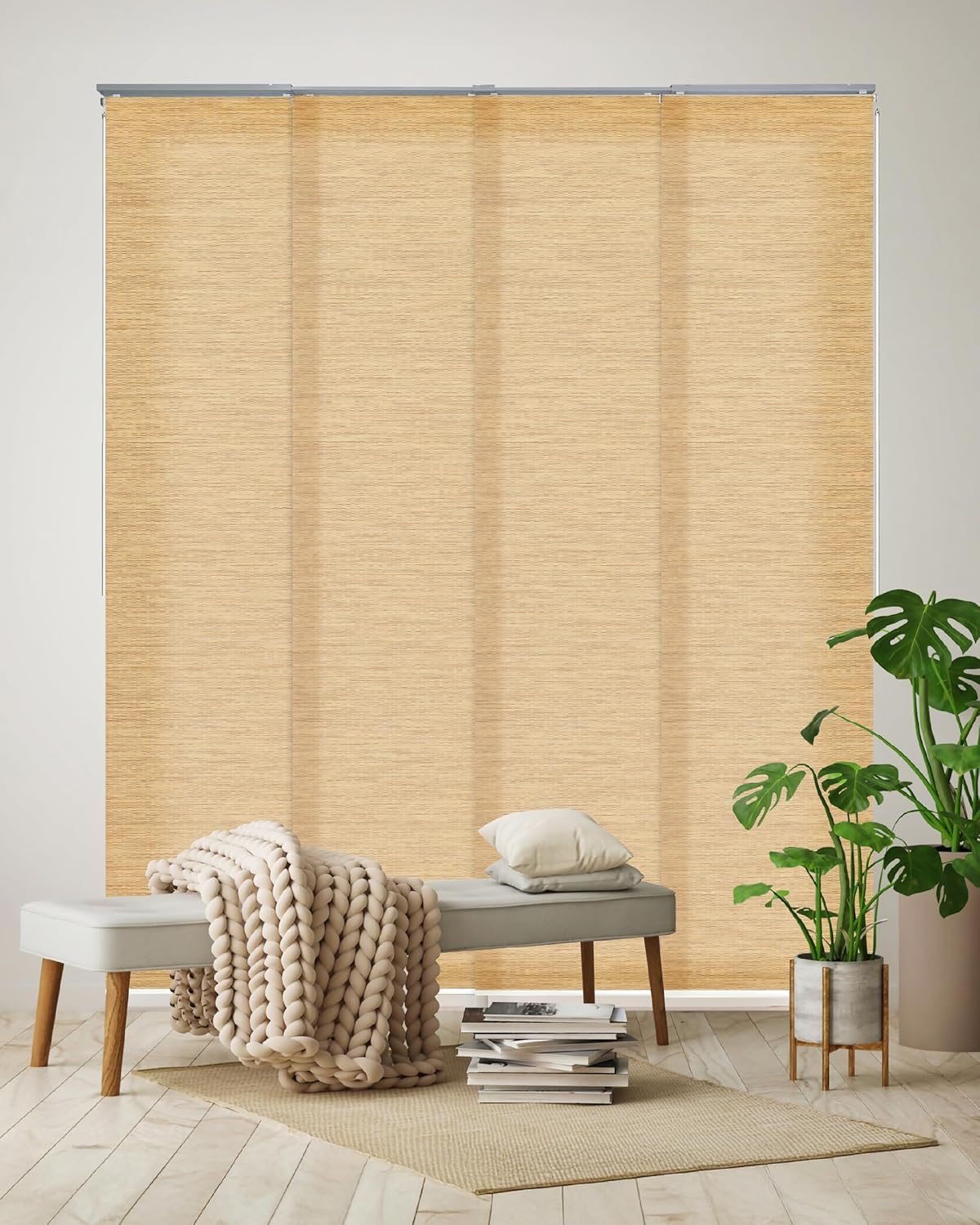 GoDear Design Adjustable Vertical Blinds for Patio Doors, Panel Track Blinds for Indoor Windows and Room Dividers, Extendable Track from 45.8" to 86" W, Trimmable Panel Curtains Up to 96" H, Marble