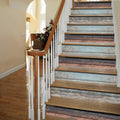 funlife 14 Strips Stair Risers Stickers, Peel and Stick Vinyl Staircase Sticker Decals Decor for Stair Steps, 39.37"x7.09", Faux Weathered Brown Wood