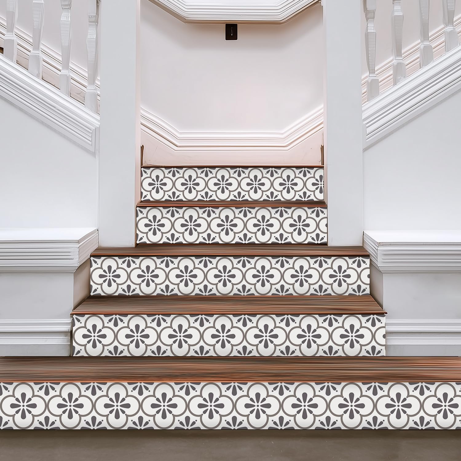 funlife Long Strip Faux Black Wood Stair Riser Decals Peel and Stick, Black Stair Riser Stickers Self Adhesive Vinyl Stairway Stickers for Entryway, Staircase Step Decals for Home Decor, 7.87"X590.55"