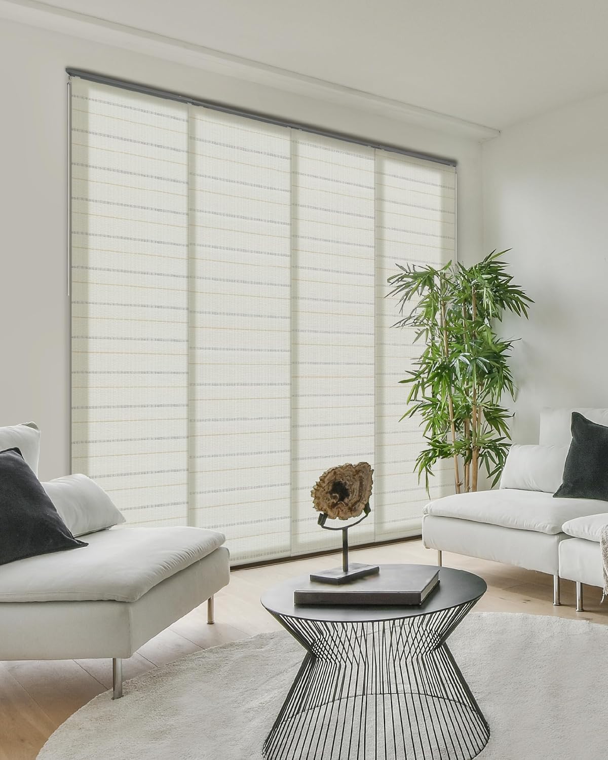 GoDear Design Adjustable Vertical Blinds for Patio Doors, Panel Track Blinds for Indoor Windows and Room Dividers, Extendable Track from 45.8" to 86" W, Trimmable Panel Curtains Up to 96" H, Marble