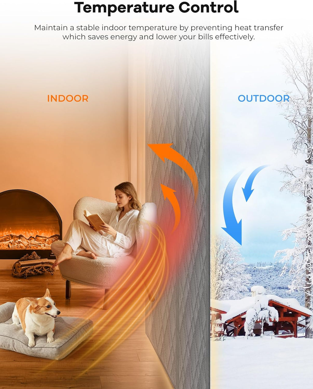 Magnetic Thermal Insulated Door Curtain, Fit Size up to 36 x 80 Inches, Thermal Door Curtain Filled with Thick Cotton to Keep Warm Winter, Doorway/Front/Back/Basement, Grey, Diamond