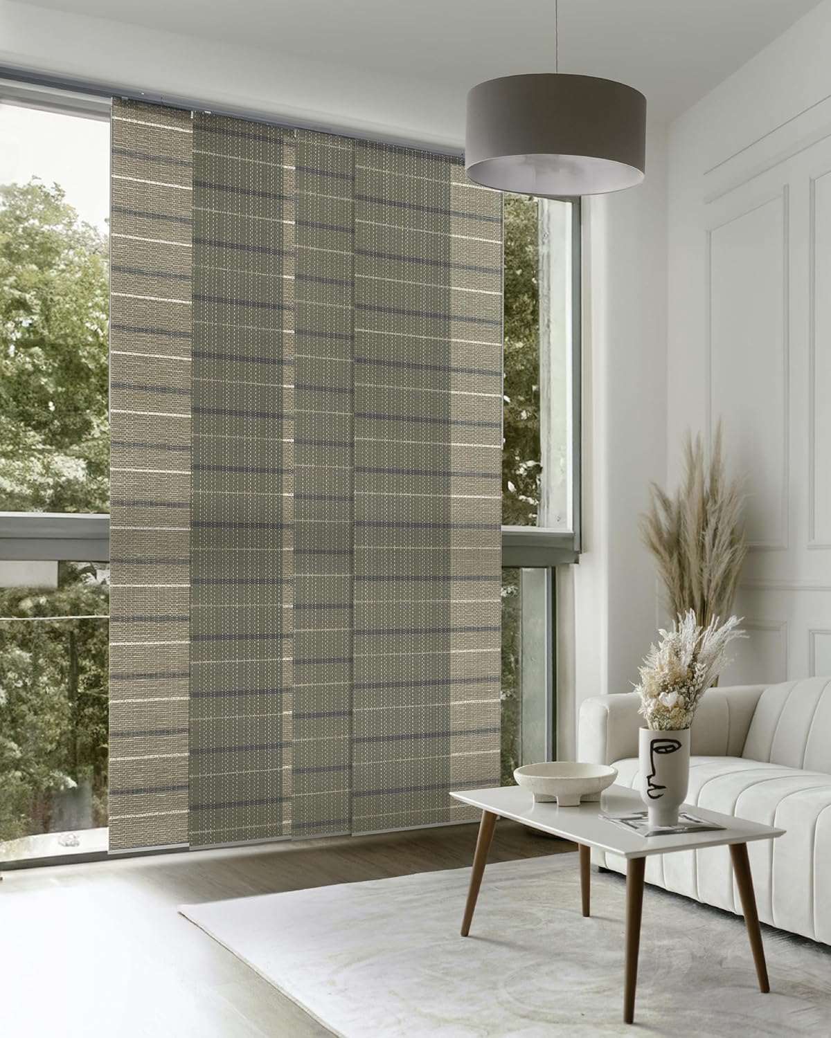 GoDear Design Adjustable Vertical Blinds for Patio Doors, Panel Track Blinds for Indoor Windows and Room Dividers, Extendable Track from 45.8" to 86" W, Trimmable Panel Curtains Up to 96" H, Marble