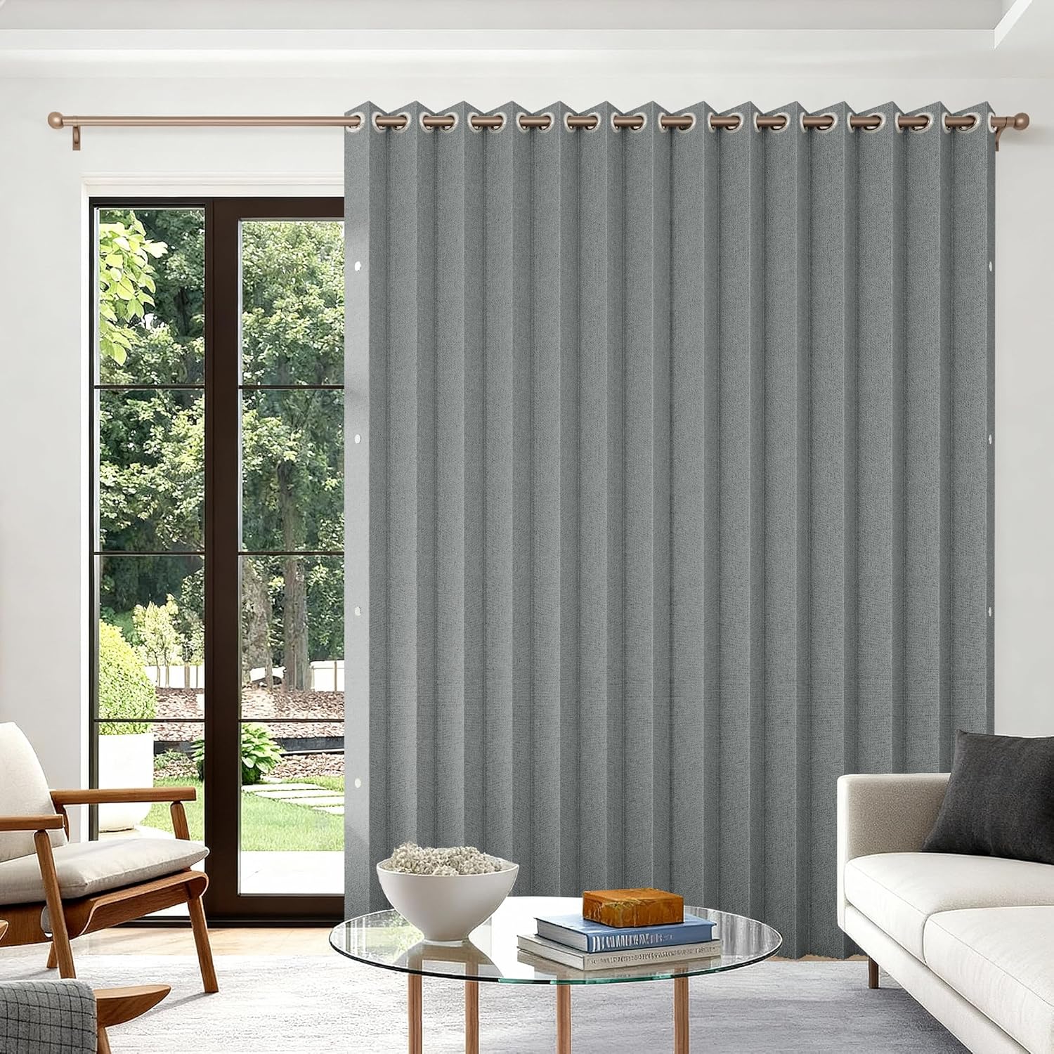 100% Blackout Accordion Style Door Curtain for Doorways Privacy Magnetic Door Curtain, Temporary Doors for A Room Privacy, 1 Panel, W45 x L80, Black